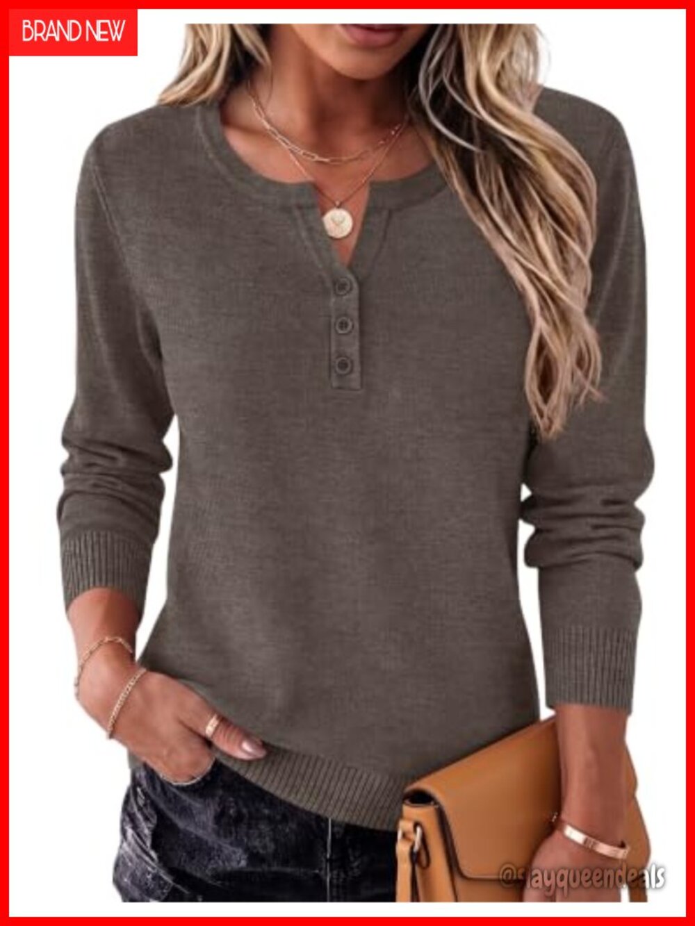 LOMON Women's Long Sleeve V-Neck Wool Blend Pullover Sweater
